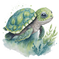 Aquarell Illustration Baby Schildkröte png Design, generieren ai