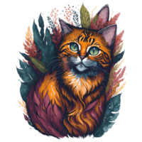 Watercolor Illustration Cat Face PNG Design