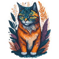 Watercolor Illustration Cat Face PNG Design