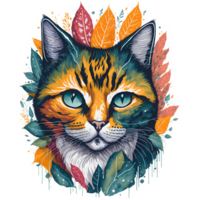 aquarelle illustration chat visage png conception