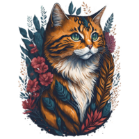 Watercolor Illustration Cat Face PNG Design