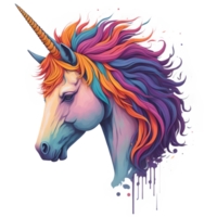 Watercolor Illustration Face Unicorn PNG Design, Generative AI