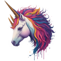 Watercolor Illustration Face Unicorn PNG Design, Generative AI