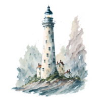 Watercolor lighthouse PNG Design, Generarative AI