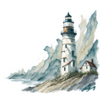 Watercolor lighthouse PNG Design, Generarative AI