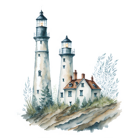 Watercolor lighthouse PNG Design, Generarative AI