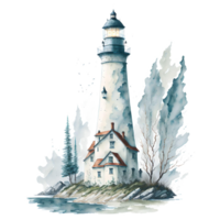 Watercolor lighthouse PNG Design, Generarative AI