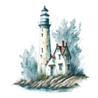 Watercolor lighthouse PNG Design, Generarative AI