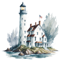 Watercolor lighthouse PNG Design, Generarative AI