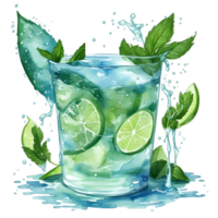 Aquarell Mojito png Design, generativ ai