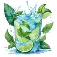 Aquarell Mojito png Design, generativ ai