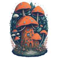 aquarelle champignon maison png conception, génératif ai