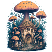 aquarelle champignon maison png conception, génératif ai