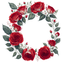 acuarela rojo rosas guirnalda png diseño, generativo ai