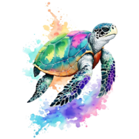 waterverf zee schildpad PNG ontwerp, generatief ai