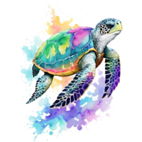 Watercolor Sea Turtle PNG Design, Generative AI