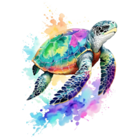 aguarela mar tartaruga png projeto, generativo ai
