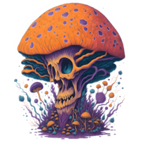 Watercolor Skull Mushroom PNG Design, Generative AI