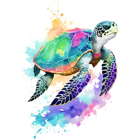 vattenfärg hav sköldpadda png design, generativ ai