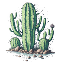 Watercolor Vivid Succulent And Cactus PNG