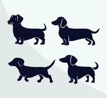 Dachshund breed dog silhouette vector set