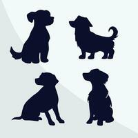 Dog silhouette vector sketch set