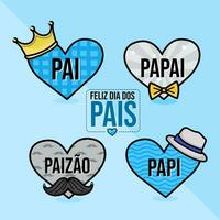Happy Father's Day Celebration of Father's Day in Brazil. Blue Heart Father's Day. Vector template for poster, banner, postcard, postcard, etc.