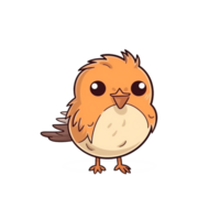 vogel natuurlijk met een kawaii gezicht schattig tekenfilm, ai genereren png