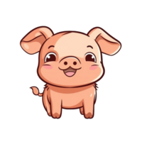 maiale naturale con un' kawaii viso carino cartone animato, ai creare png