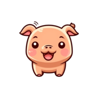 Pig Natural with a Kawaii face cute cartoon, Ai generate png