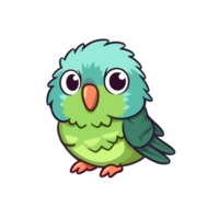 Parrot Natural with a Kawaii face cute cartoon, Ai generate png