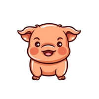 varken natuurlijk met een kawaii gezicht schattig tekenfilm, ai genereren png
