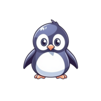 Penguin Natural with a Kawaii face cute cartoon, Ai generate png