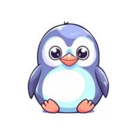 Penguin Natural with a Kawaii face cute cartoon, Ai generate png