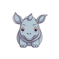 neushoorn natuurlijk met een kawaii gezicht schattig tekenfilm, ai genereren png