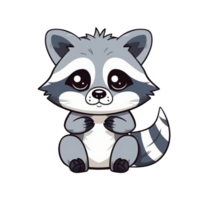 Raccoon Natural with a Kawaii face cute cartoon, Ai generate png