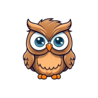 Owl Natural with a Kawaii face cute cartoon, Ai generate png