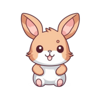 Rabbit Natural with a Kawaii face cute cartoon, Ai generate png