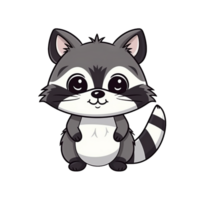 Raccoon Natural with a Kawaii face cute cartoon, Ai generate png