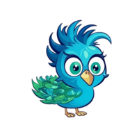 Peacock Natural with a Kawaii face cute cartoon, Ai generate png