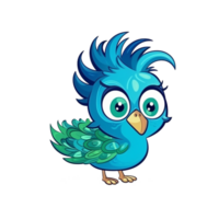 pavo real natural con un kawaii cara linda dibujos animados, ai generar png