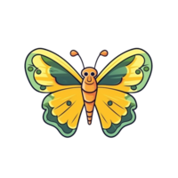 Butterfly Natural with a Kawaii face cute cartoon, Ai generate png