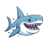 Shark Natural with a Kawaii face cute cartoon, Ai generate png