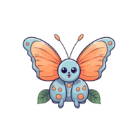Butterfly Natural with a Kawaii face cute cartoon, Ai generate png
