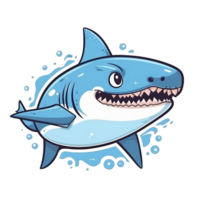 tiburón natural con un kawaii cara linda dibujos animados, ai generar png