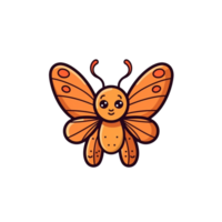 Butterfly Natural with a Kawaii face cute cartoon, Ai generate png