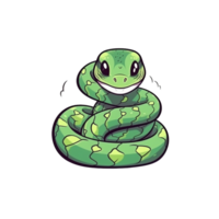 serpente natural com uma kawaii face fofa desenho animado, ai gerar png