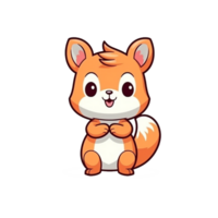 scoiattolo naturale con un' kawaii viso carino cartone animato, ai creare png