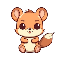 Squirrel Natural with a Kawaii face cute cartoon, Ai generate png