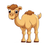 Camel Natural with a Kawaii face cute cartoon, Ai generate png